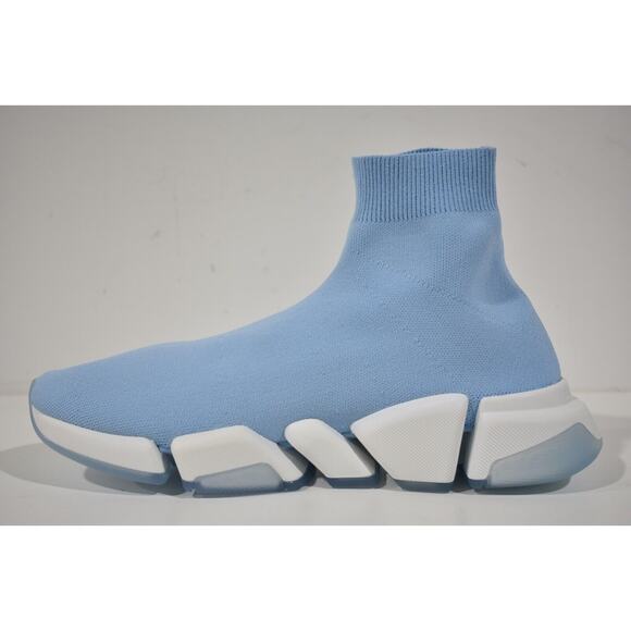 Balenciaga Mens Speed 2.0 Sock Blue White High Top Knit Trainer Sneaker 46 13 - Picture 7 of 10